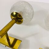 Pair of wall lamps in brass and glass Hillebrand, Germany 1960
