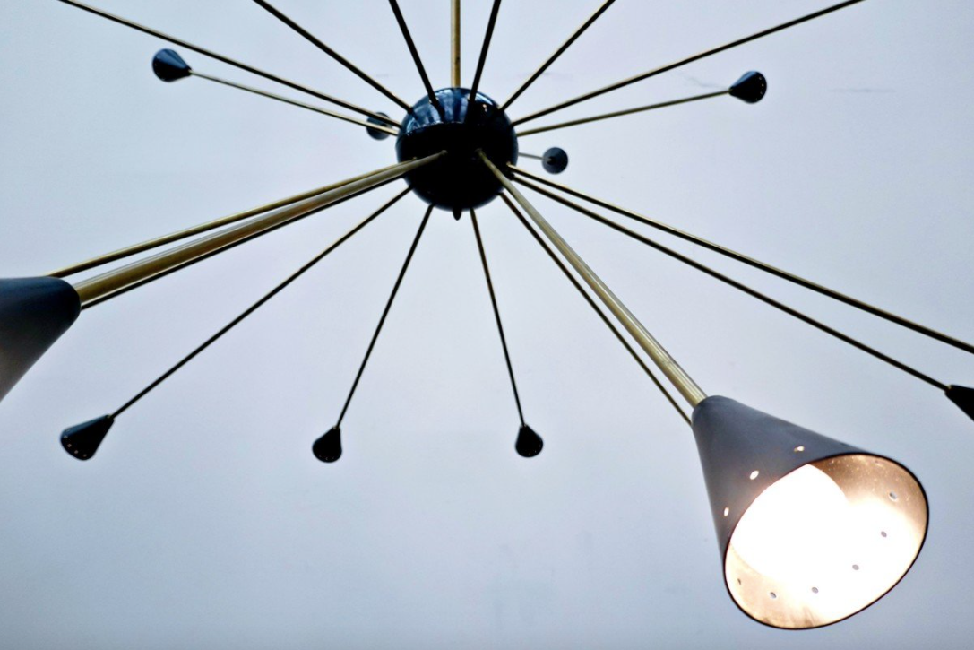 1960 Sputnik brass and metal ceiling light
