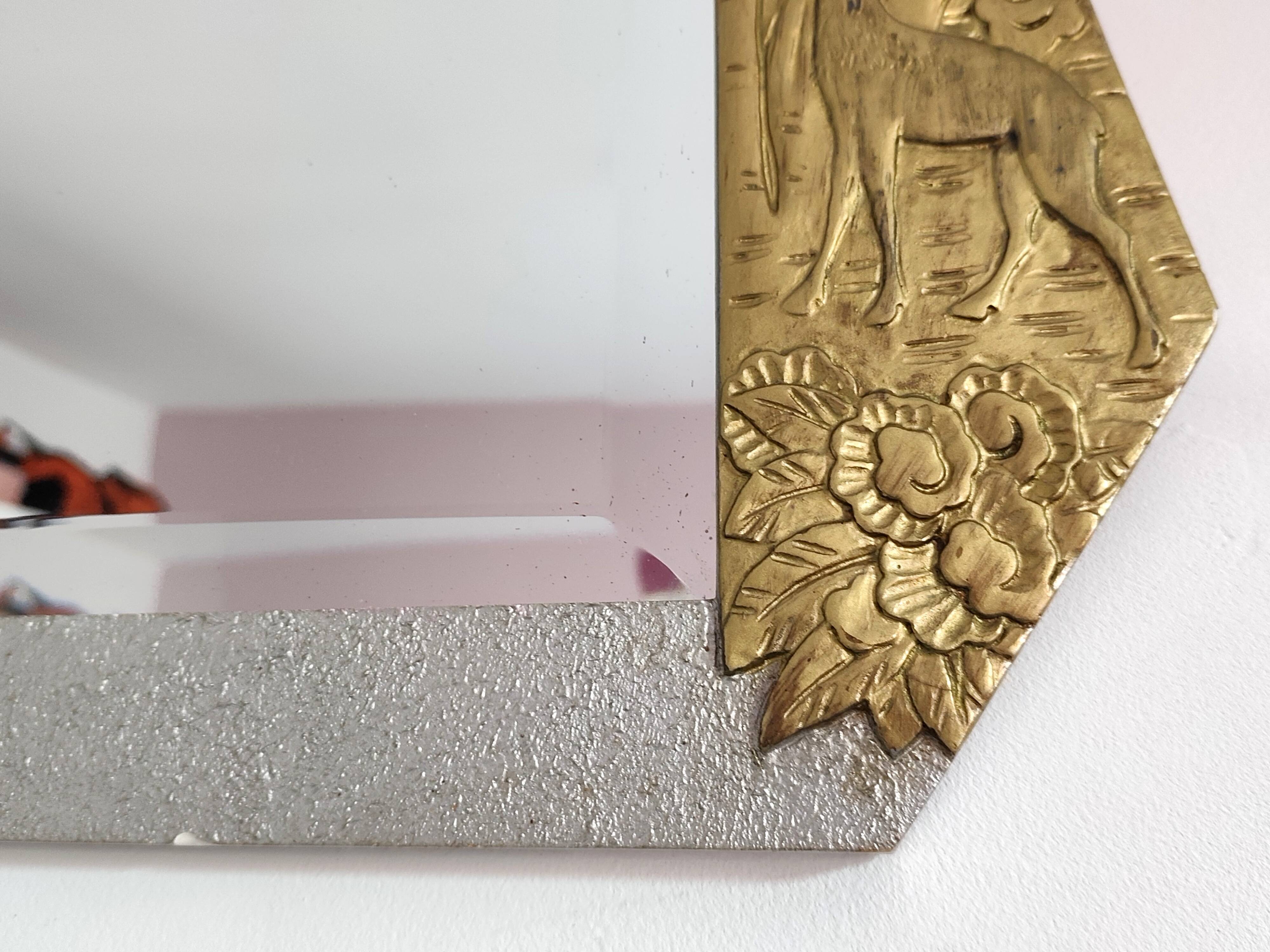 Art Deco wooden mirror with bevelled glass