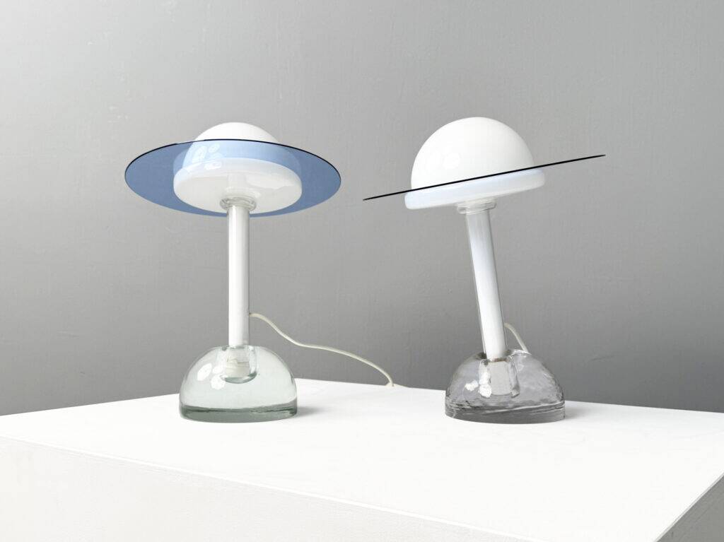 Pair of "Plutone" glass table lamps, model 2701, by Daniela Puppa for Fontana Arte, Italy, 1981