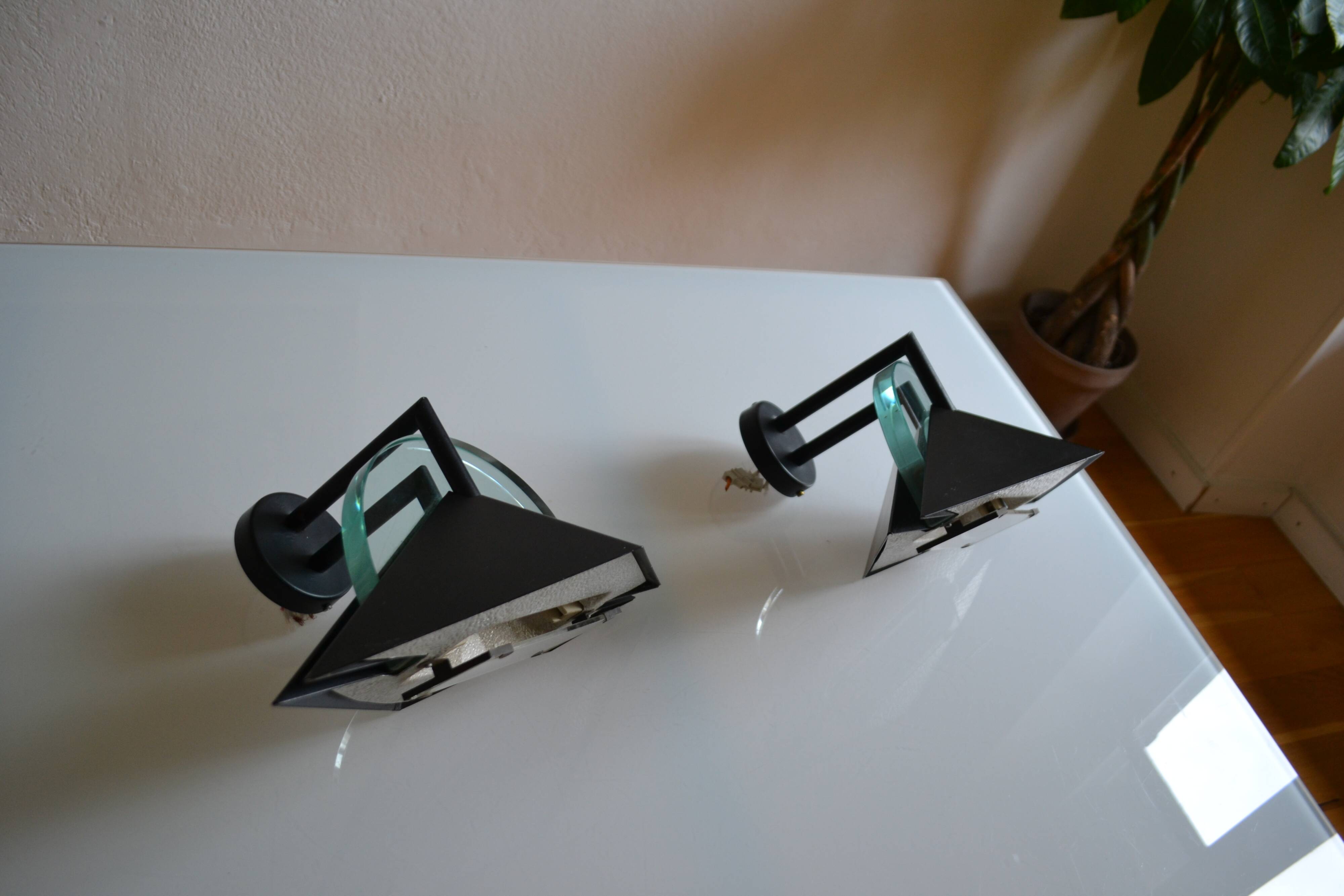 Pair of postmodernist wall sconces, 1980