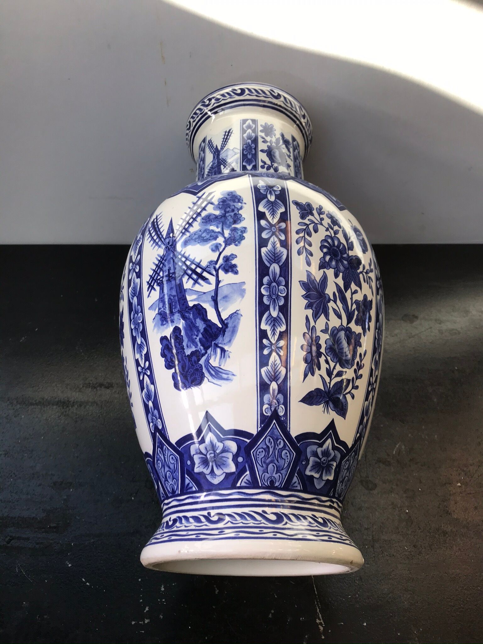 Former vase Delft ceramics white decor blue vintage mill