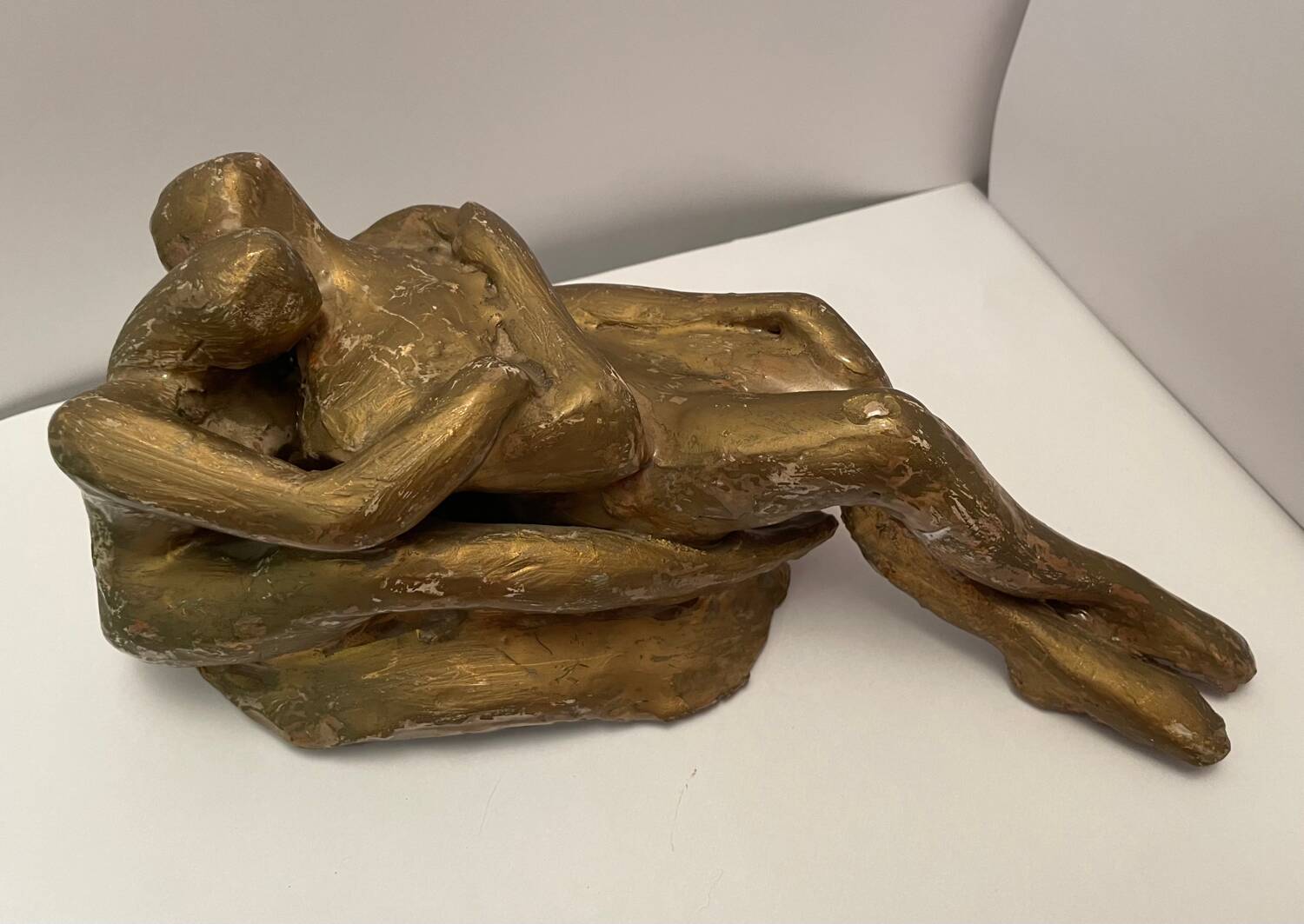 Sculpture of an embracing couple 20th century signed
