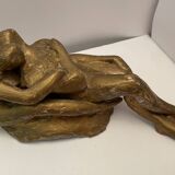Sculpture of an embracing couple 20th century signed