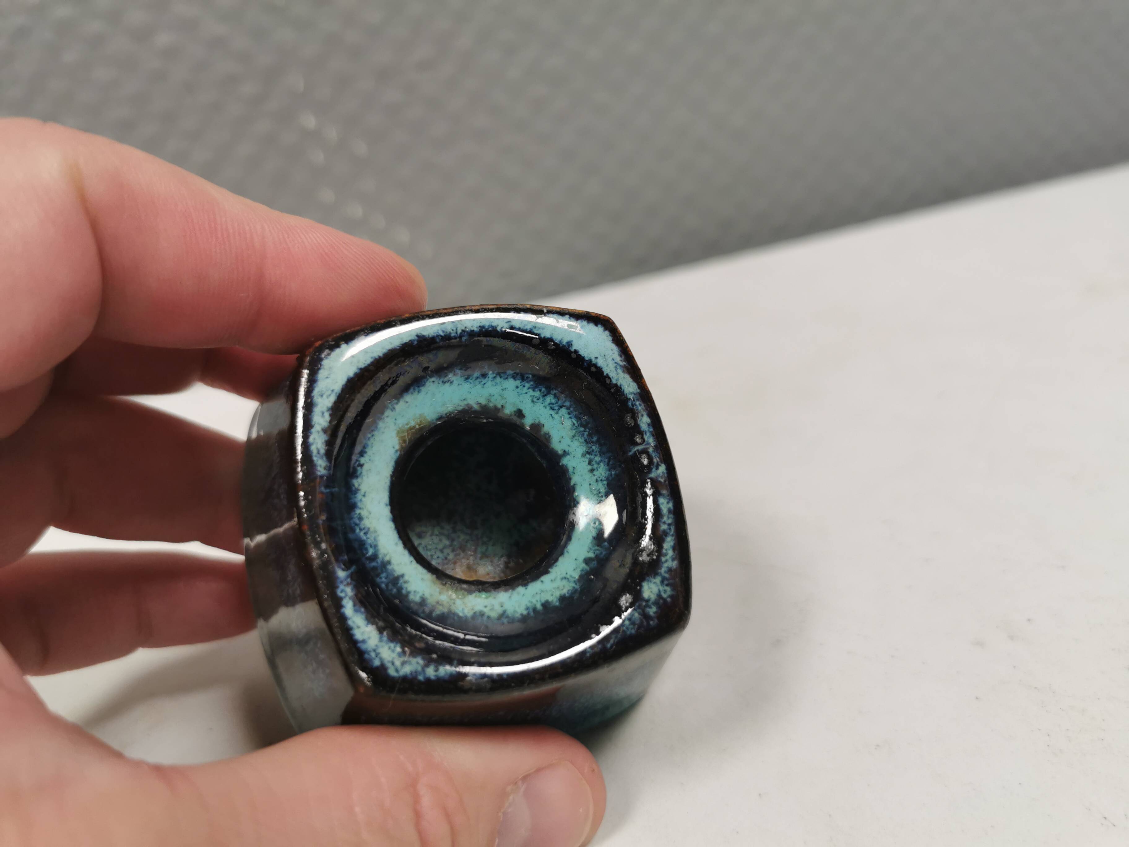 Small delicious candle holder from Danish Stogo ceramics 1980s