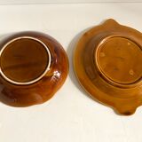 Fish service Sarreguemines vintage honey, 22 plates in total, hollow and flat