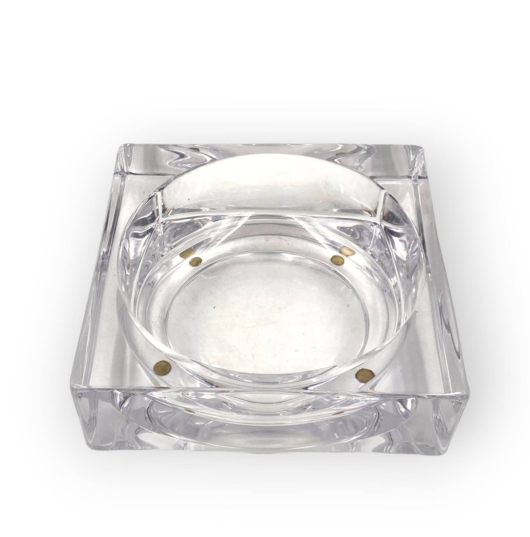 Monumental molded crystal ashtray, Sevres France 1970s