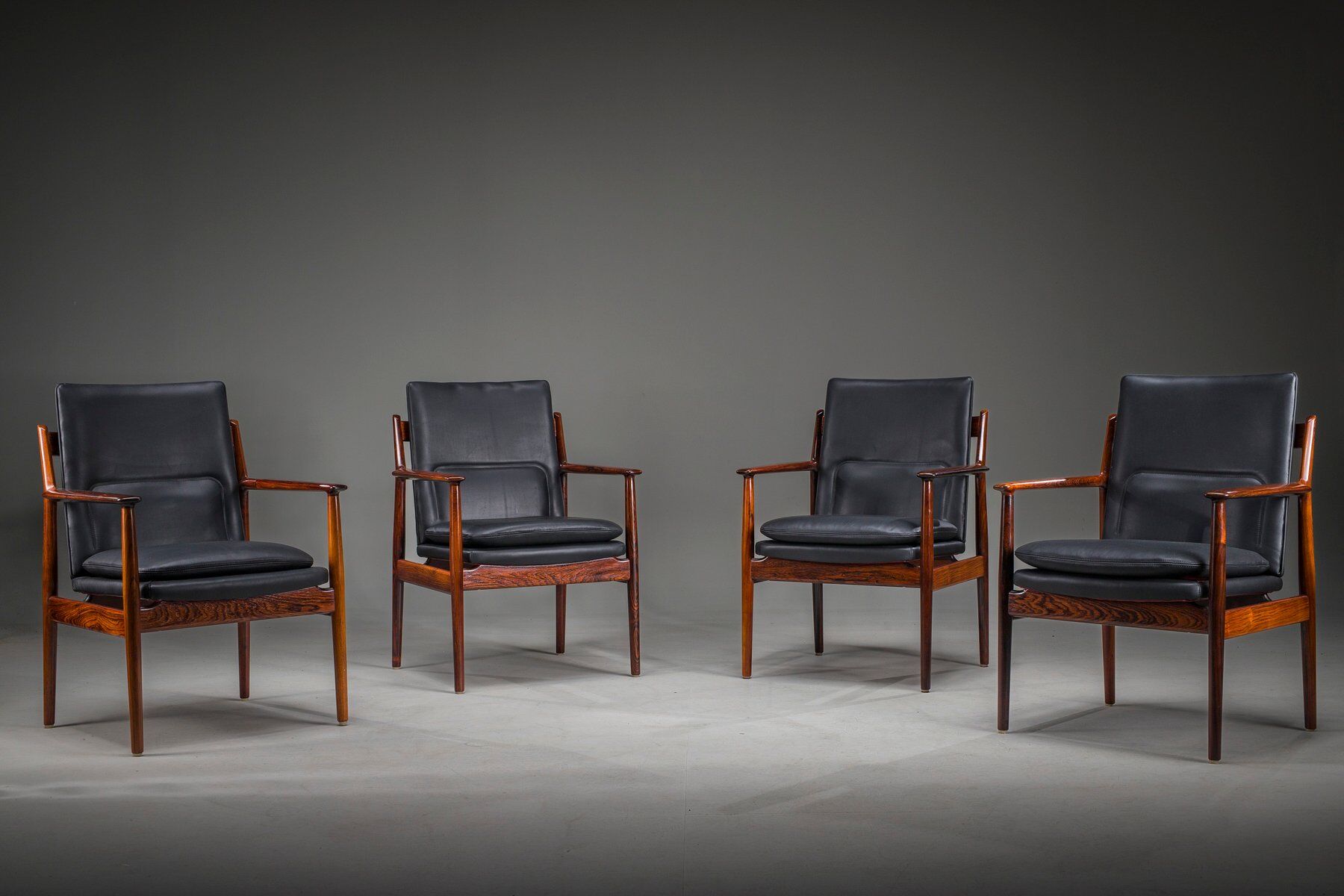 Danish Model 431 armchairs in leather by Arne Vodder for Sibast Møbler, 1960s, set of 4