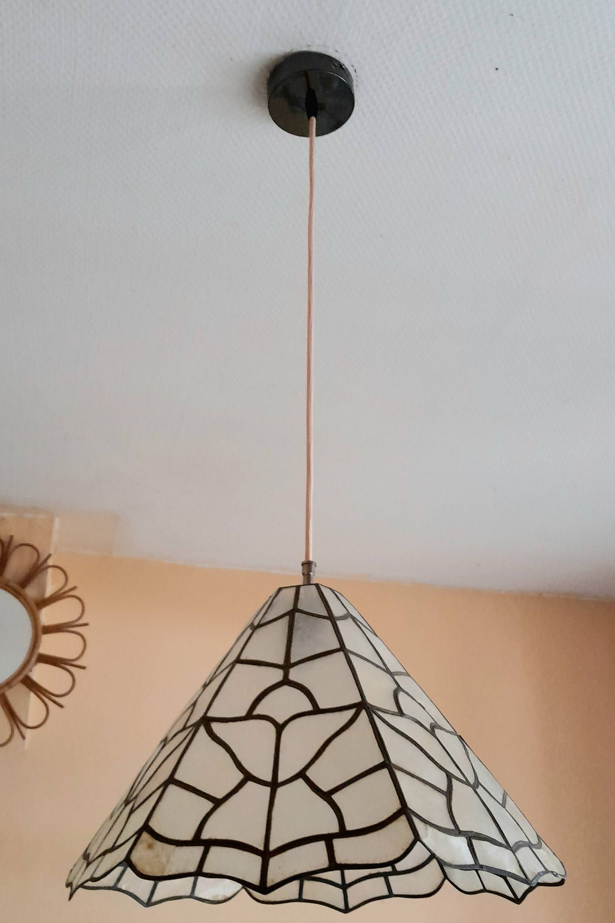 Art deco mother-of-pearl pendant light