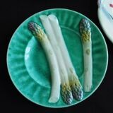 6 assiettes d’asperges anciennes françaises à Majolica