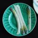 6 French Antique Asparagus Plates in Majolica