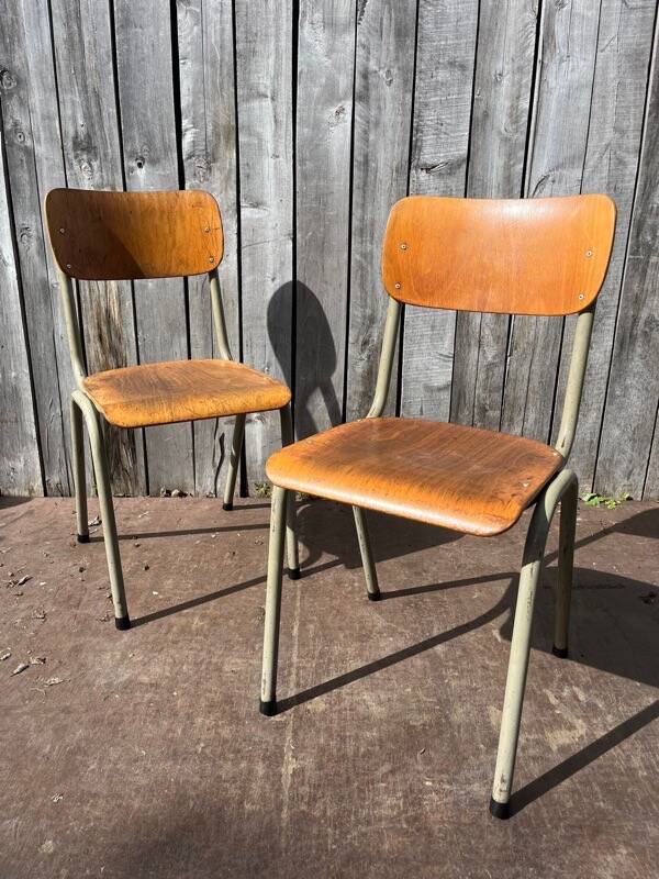 Vintage military chair Tubax in wood and metal, 1960s