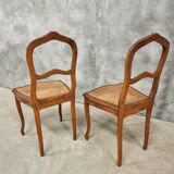 Set of antique French chairs dining chairs webbing and beech