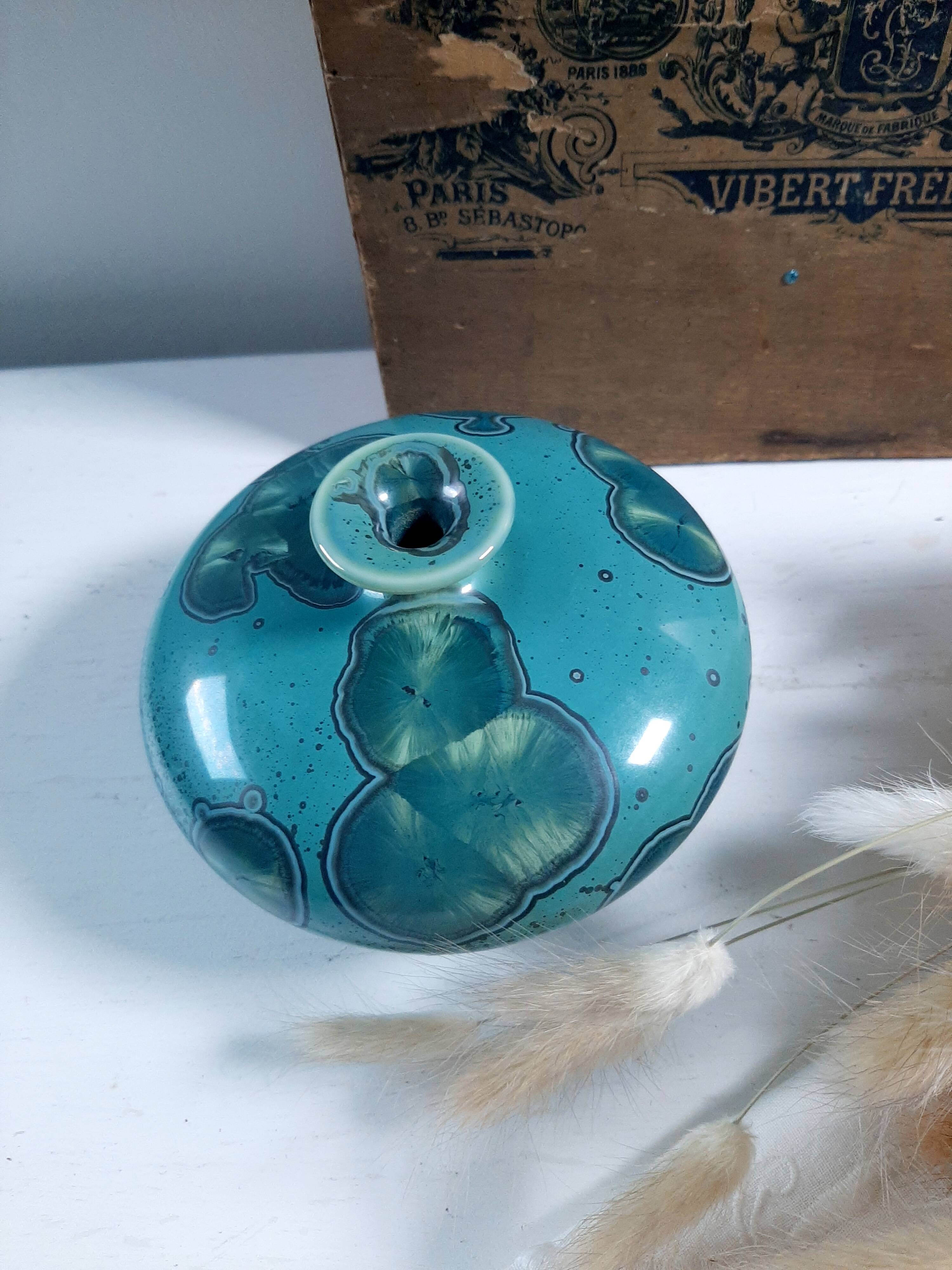 Vase soliflore en céramique à glaçure cristalline