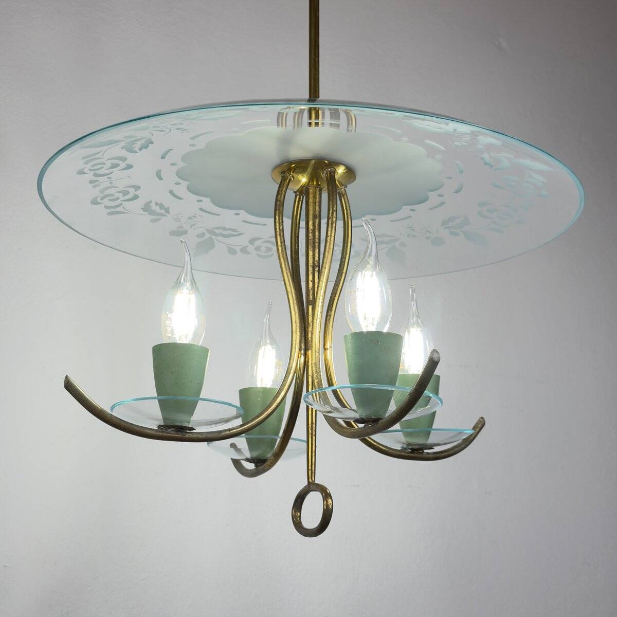 Vintage chandelier attributed to Pietro Chiesa for Fontana Arte, Italy, 1930s.