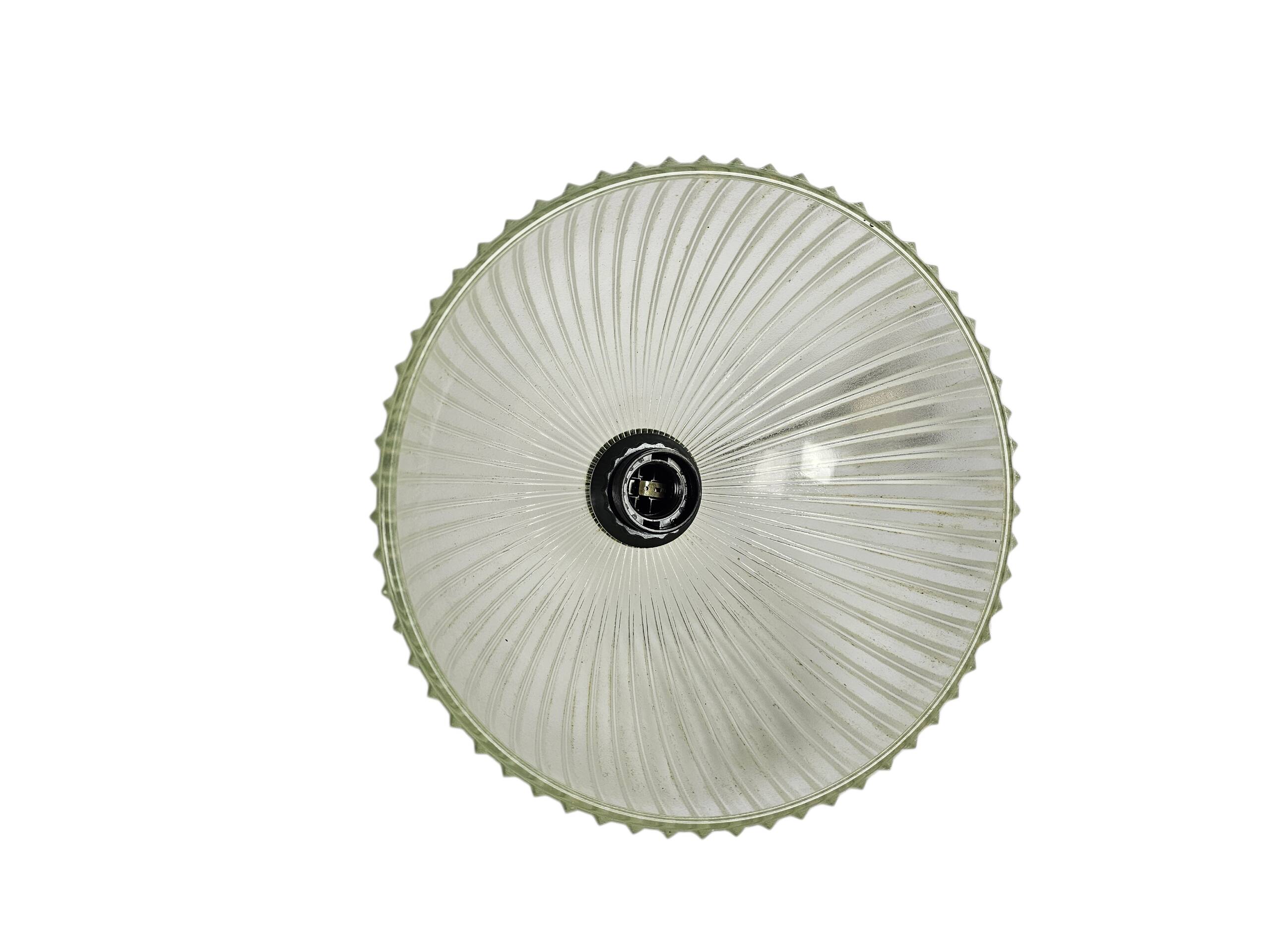 Massive Prisma pendant lamp, ribbed glass, Belgium, 1970s