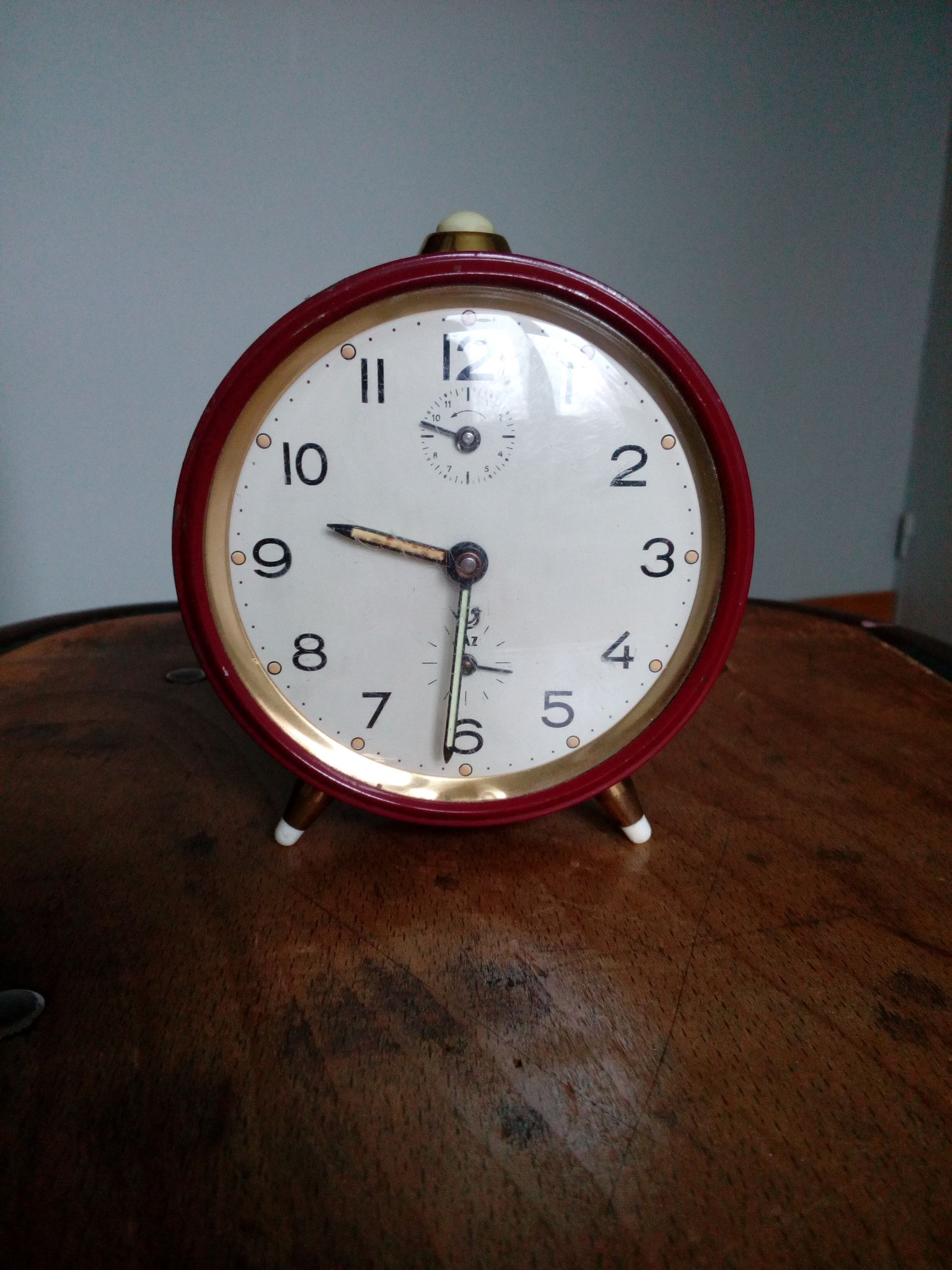Jaz mechanical awakening late 60s burgundy red and gold