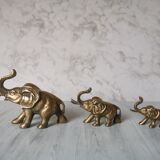Trio d'éléphants en laiton