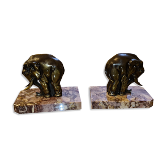 Paire de serre livres art deco marbre