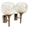 Pair of wall lights from Sciolari in pearly white glass