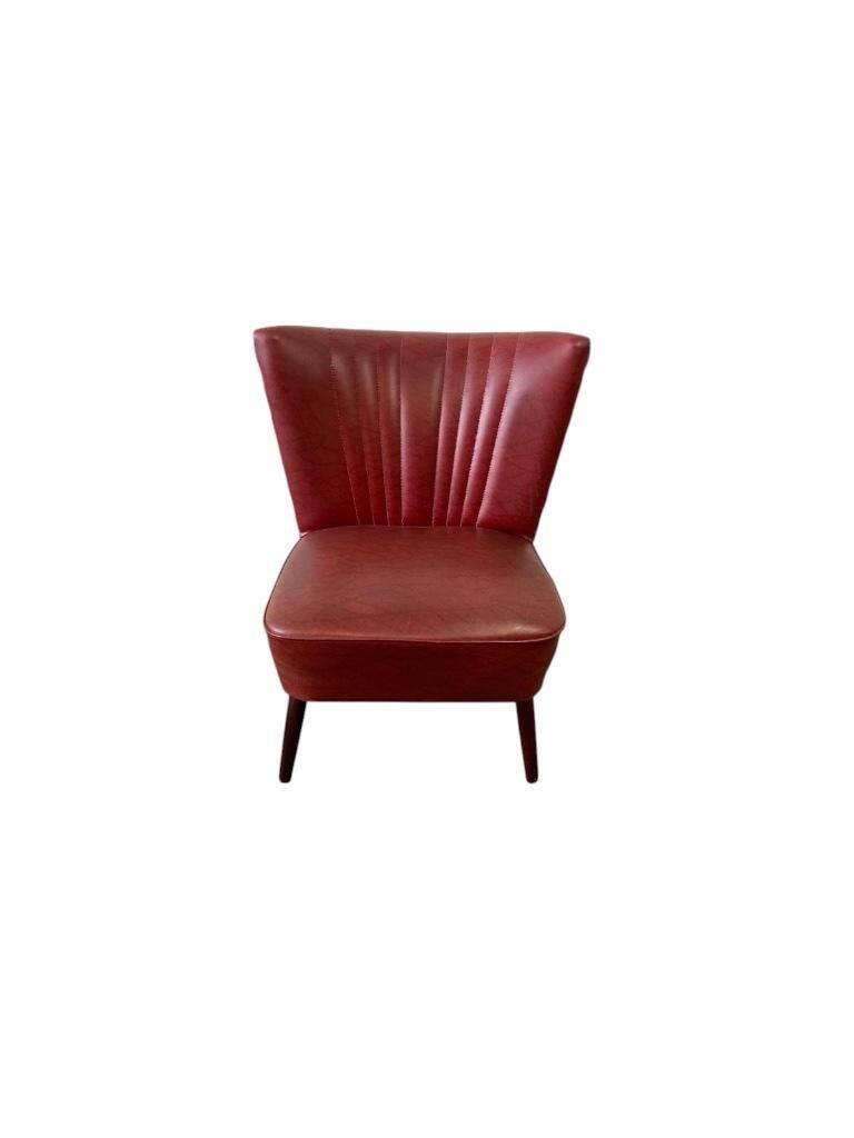 Vintage dark red one-seater cocktail armchair / chair