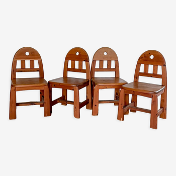 Set de 4 chaises brutalistes, 1970