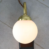 Mid-century Table Lamp in Brass & Opaline