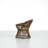 Tabouret en Rotin, Italie, années 1960s.