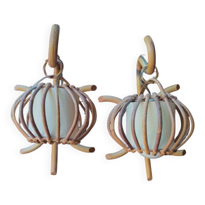 Paire d'appliques rotin