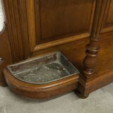 Vestiaire Napoléon III en noyer fin 19e, 3 miroirs, marbre, 8 patères