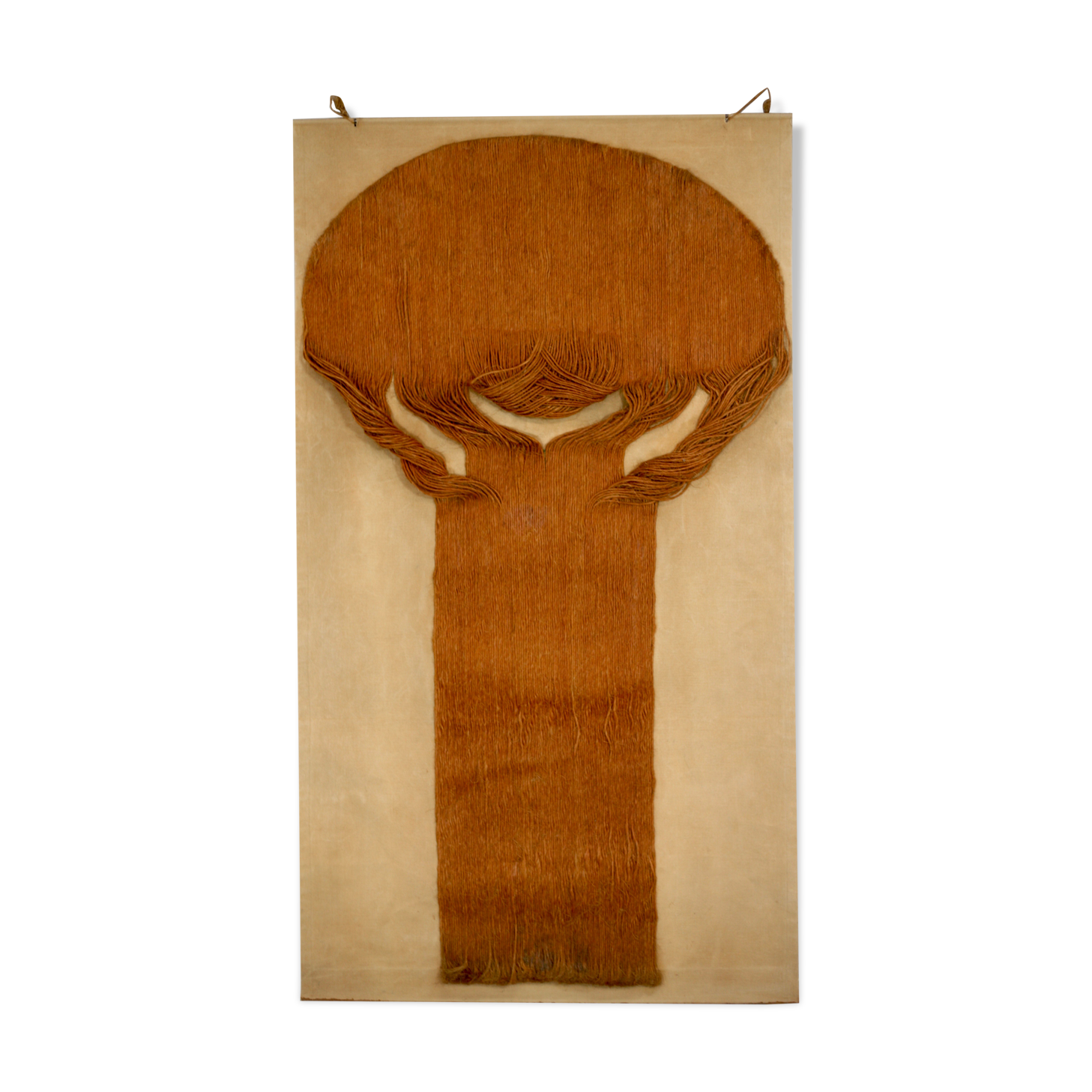 Tapisserie en fibres collées, forme libre, France, circa 1960