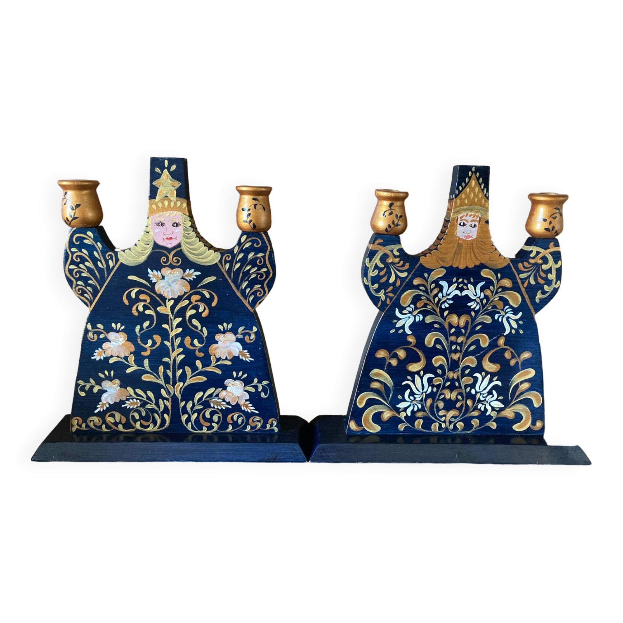 Traditional Russian painted candlesticks