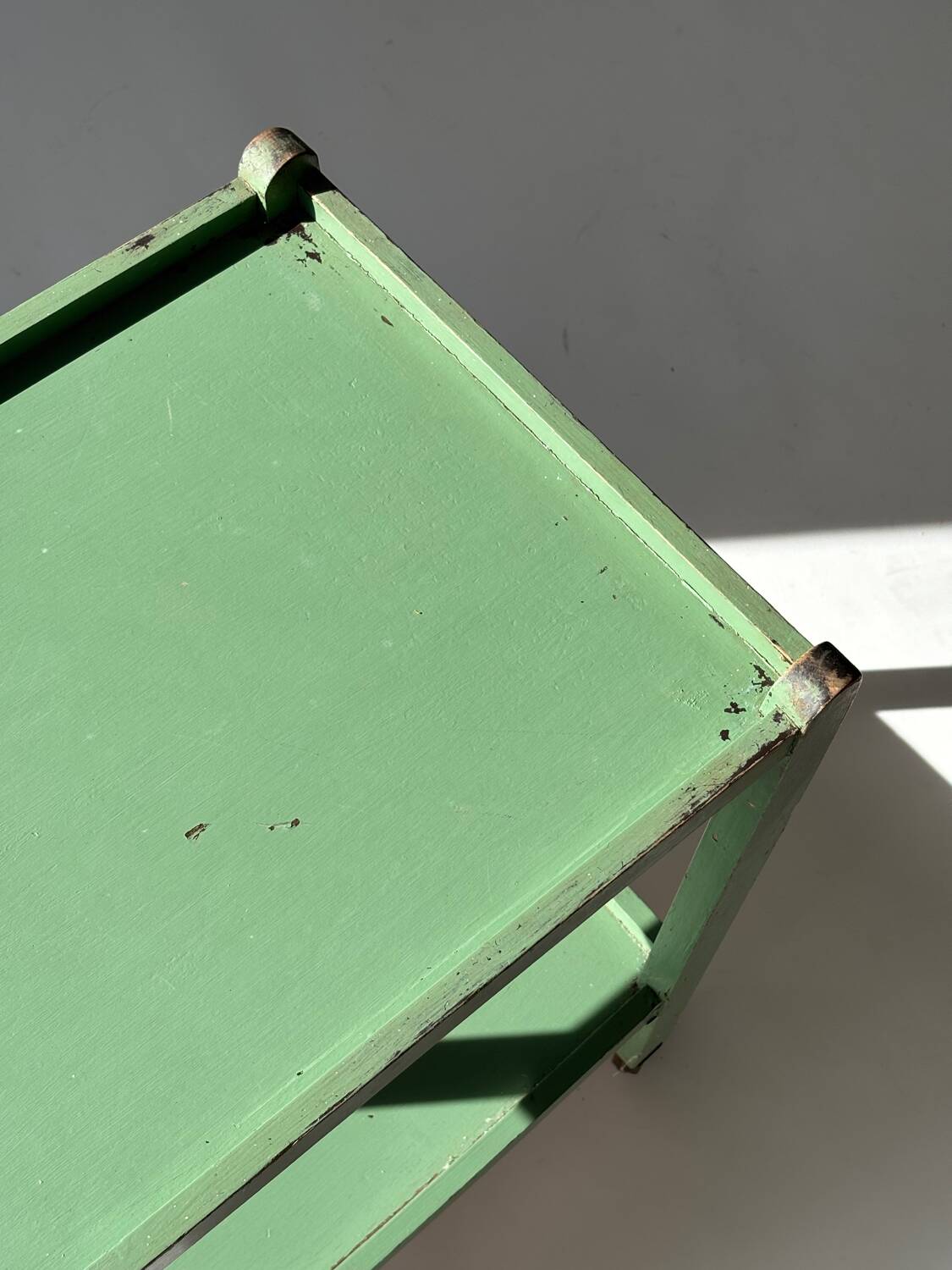 Painted wooden serving trolley, patinated, circa 1950