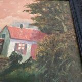 Oil on canvas peasant sunset