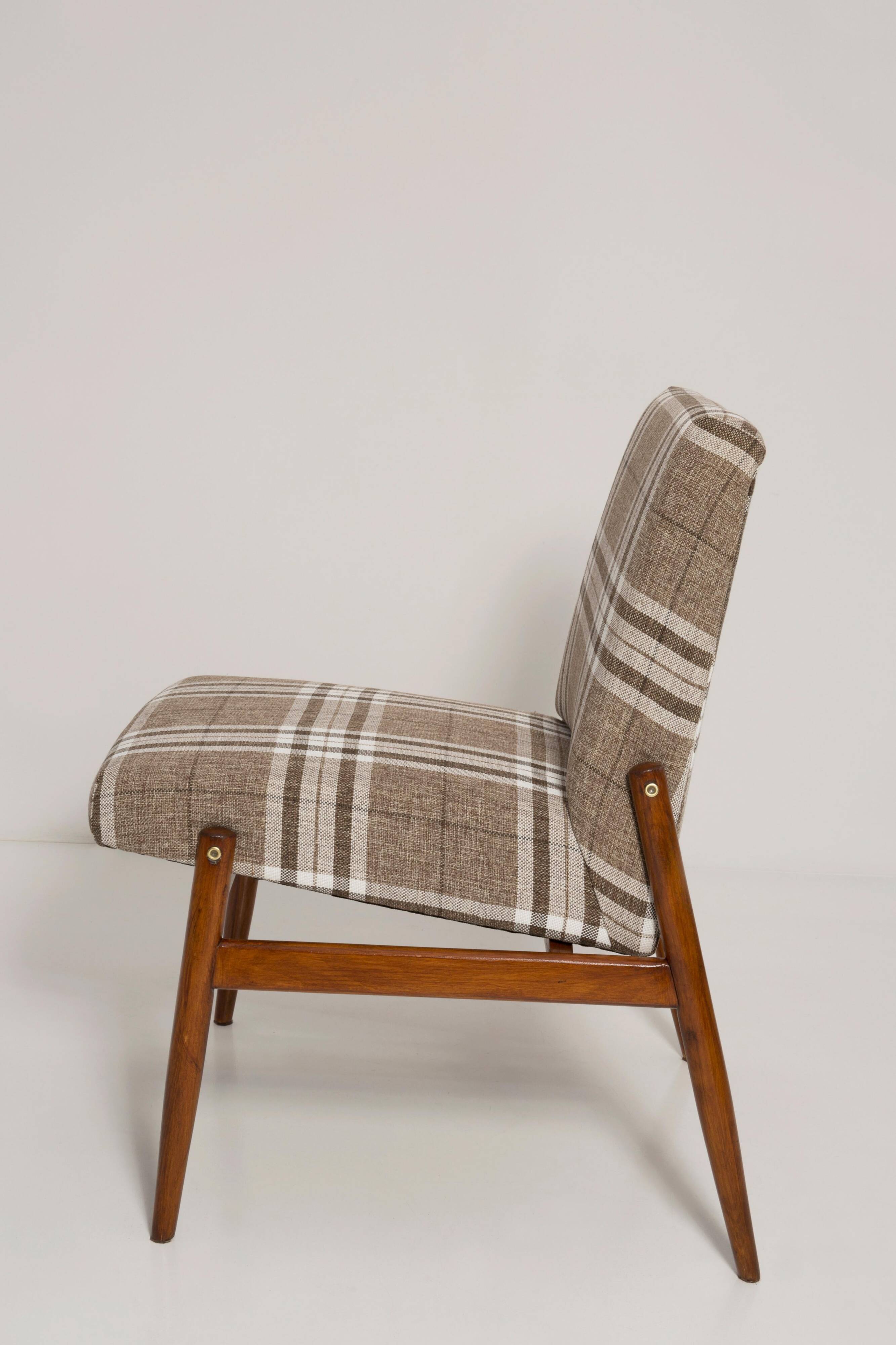 Beige checked fabric armchair, type 300-227, Europe, 1960s