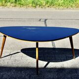 Vintage coffee table in black opaline beech in organic shape 1950