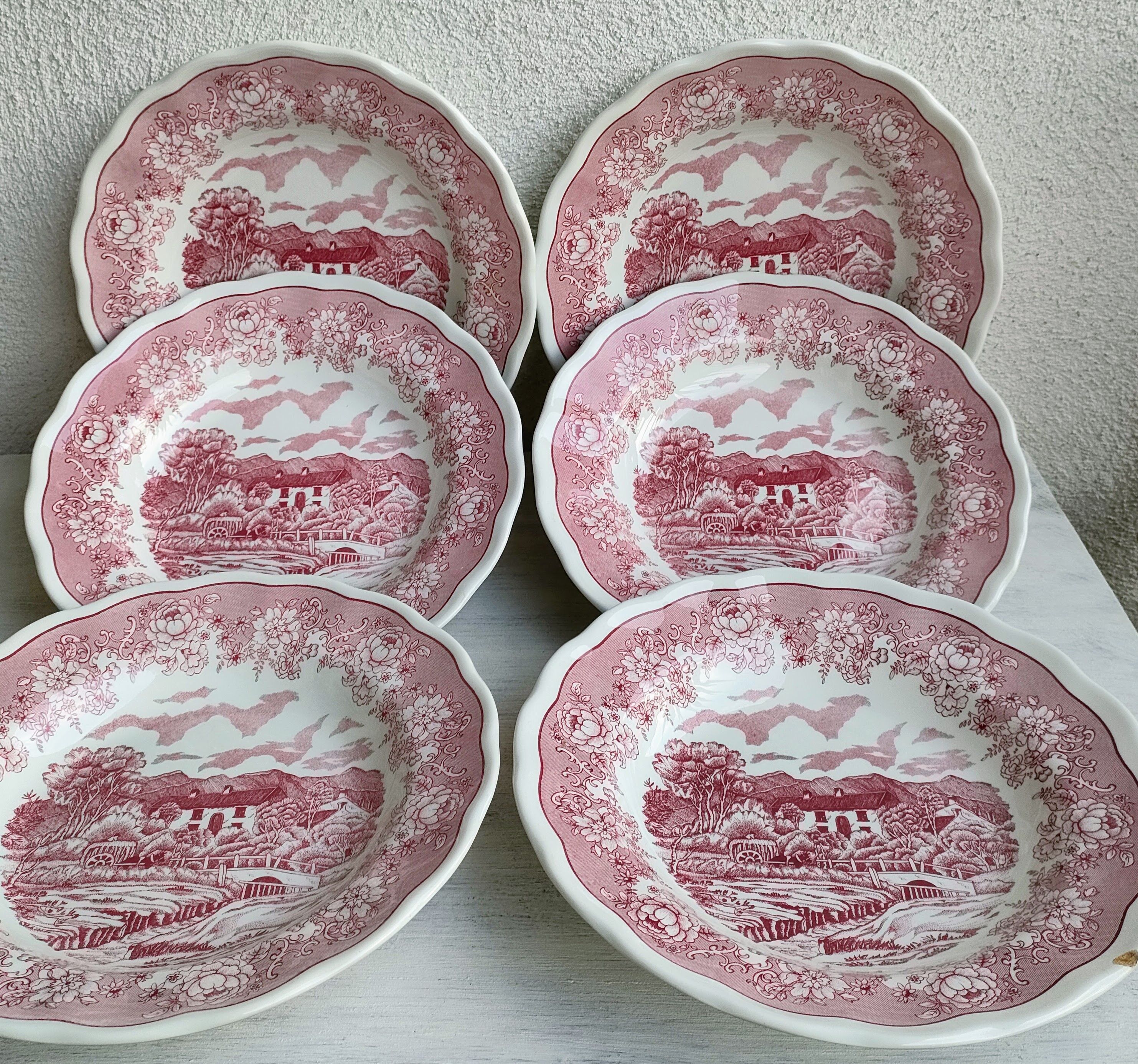 Set of 8 hollow plates landscapes iron earth