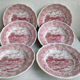 Set of 8 hollow plates landscapes iron earth