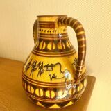 Large vintage ethnic vase with tribal decor