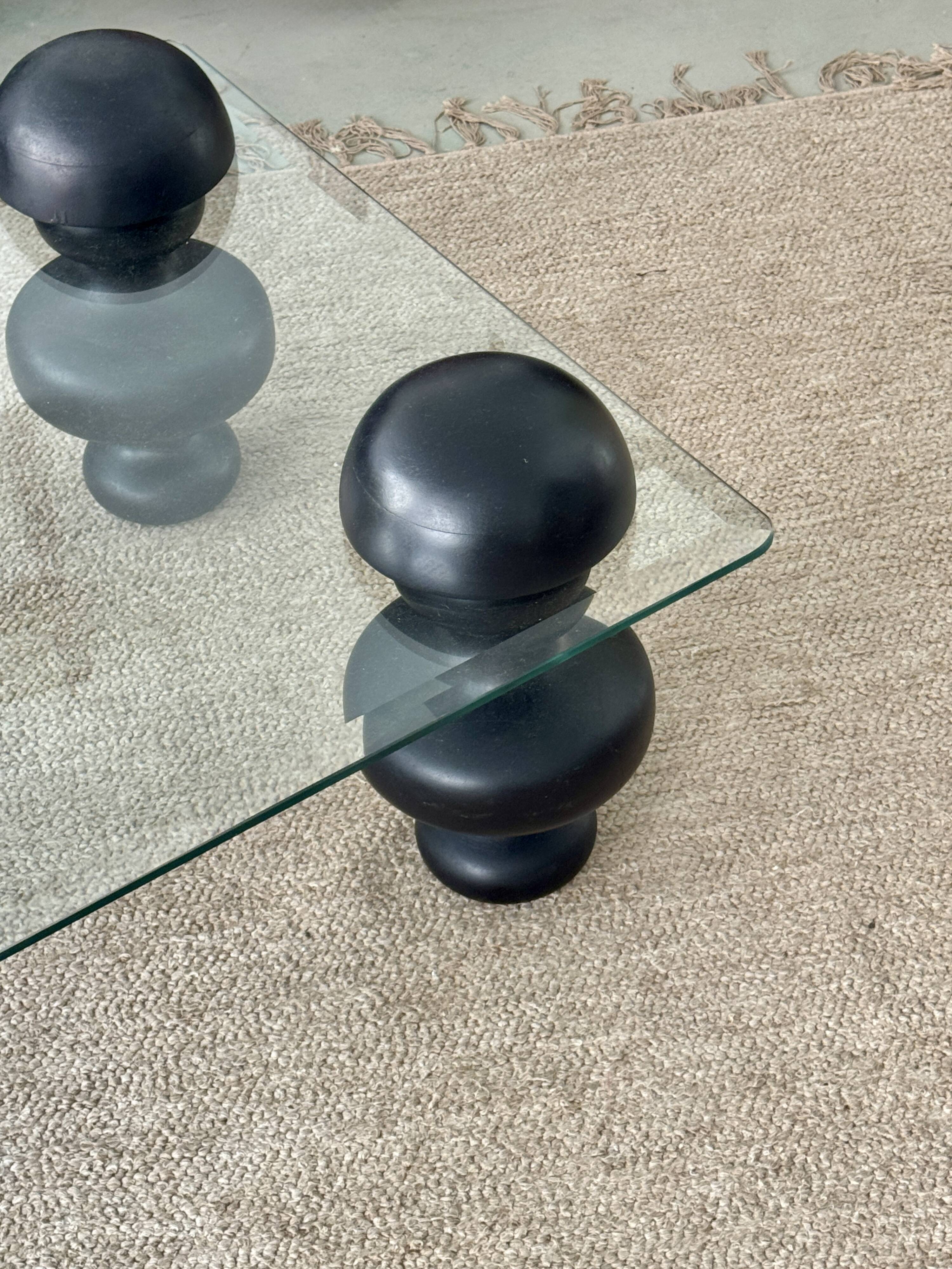 Table basse en verre et bois de manguier