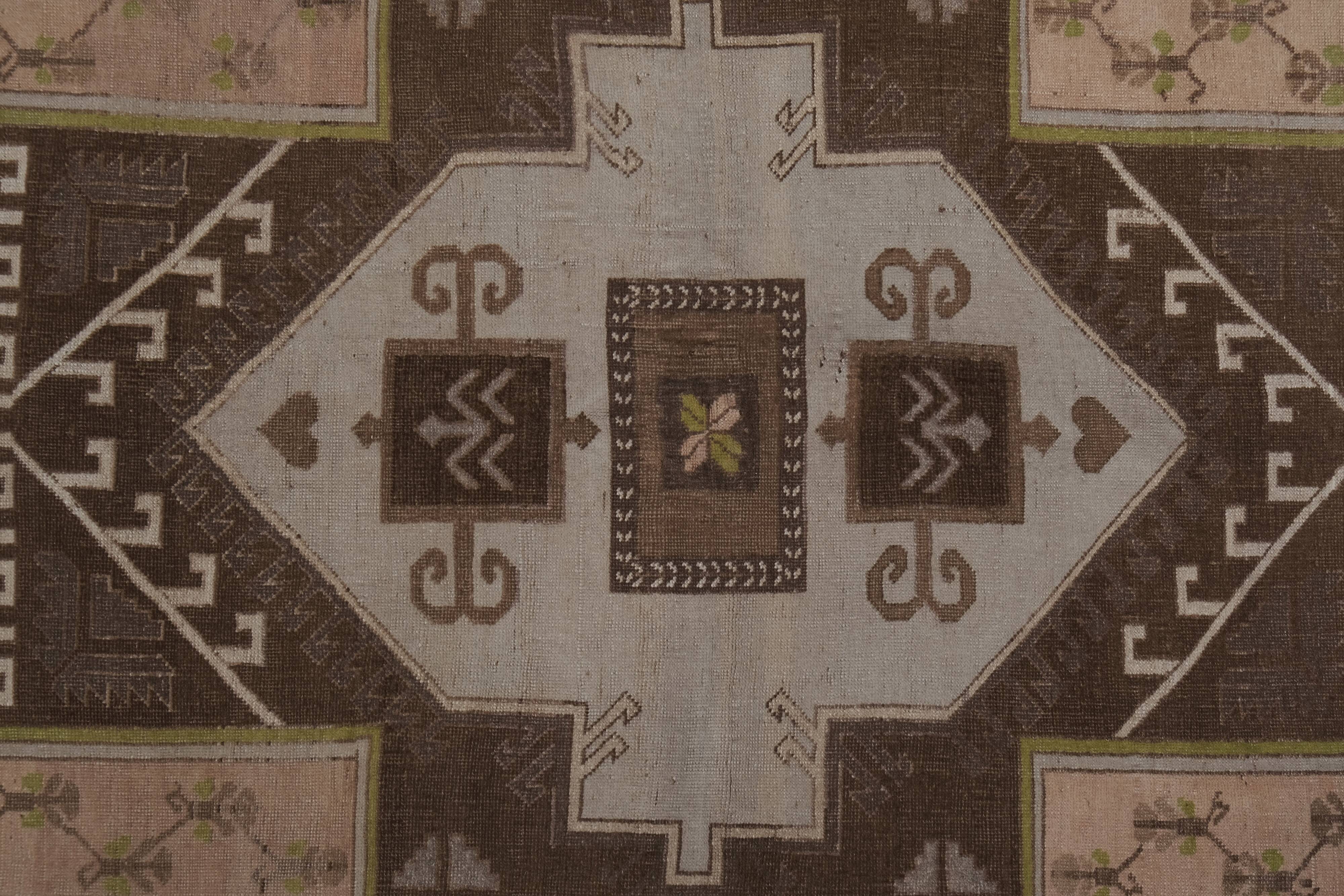 Vintage Brown Turkish Kars Rug with Mid-Century Modern Style 5'10" X 10'