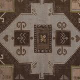 Vintage Brown Turkish Kars Rug with Mid-Century Modern Style 5'10" X 10'