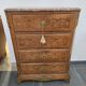 Louis XV chest of drawers in marquetry and gilded bronze - Marble top