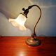 Art Nouveau desk lamp, bronze and opalescent glass
