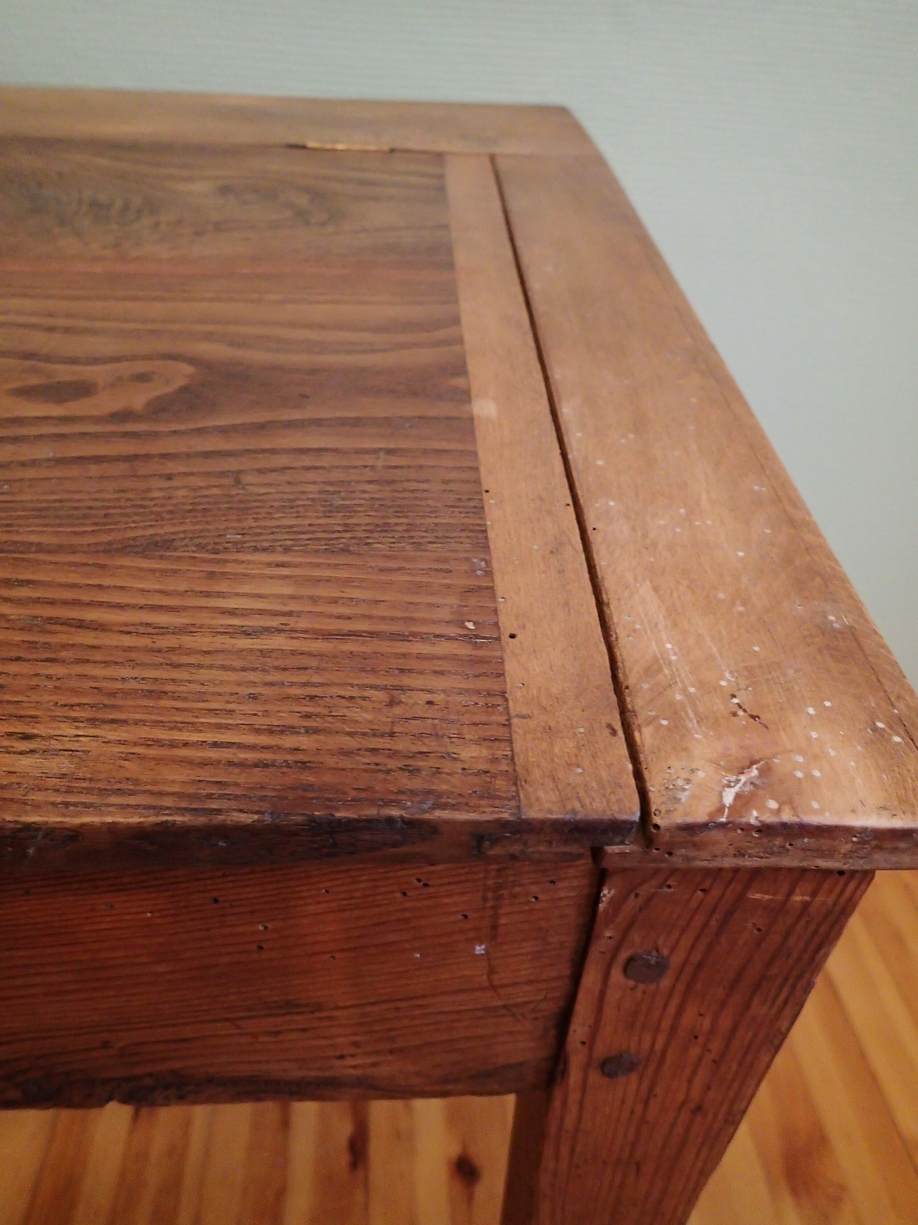 With knocking down old wooden school desk
