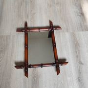 Miroir bambou ancien vintage 50x42cm