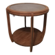 Pedestal table or art deco coffee table in walnut and glass top