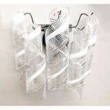 Transparent and white “ricci” murano glass wall sconce