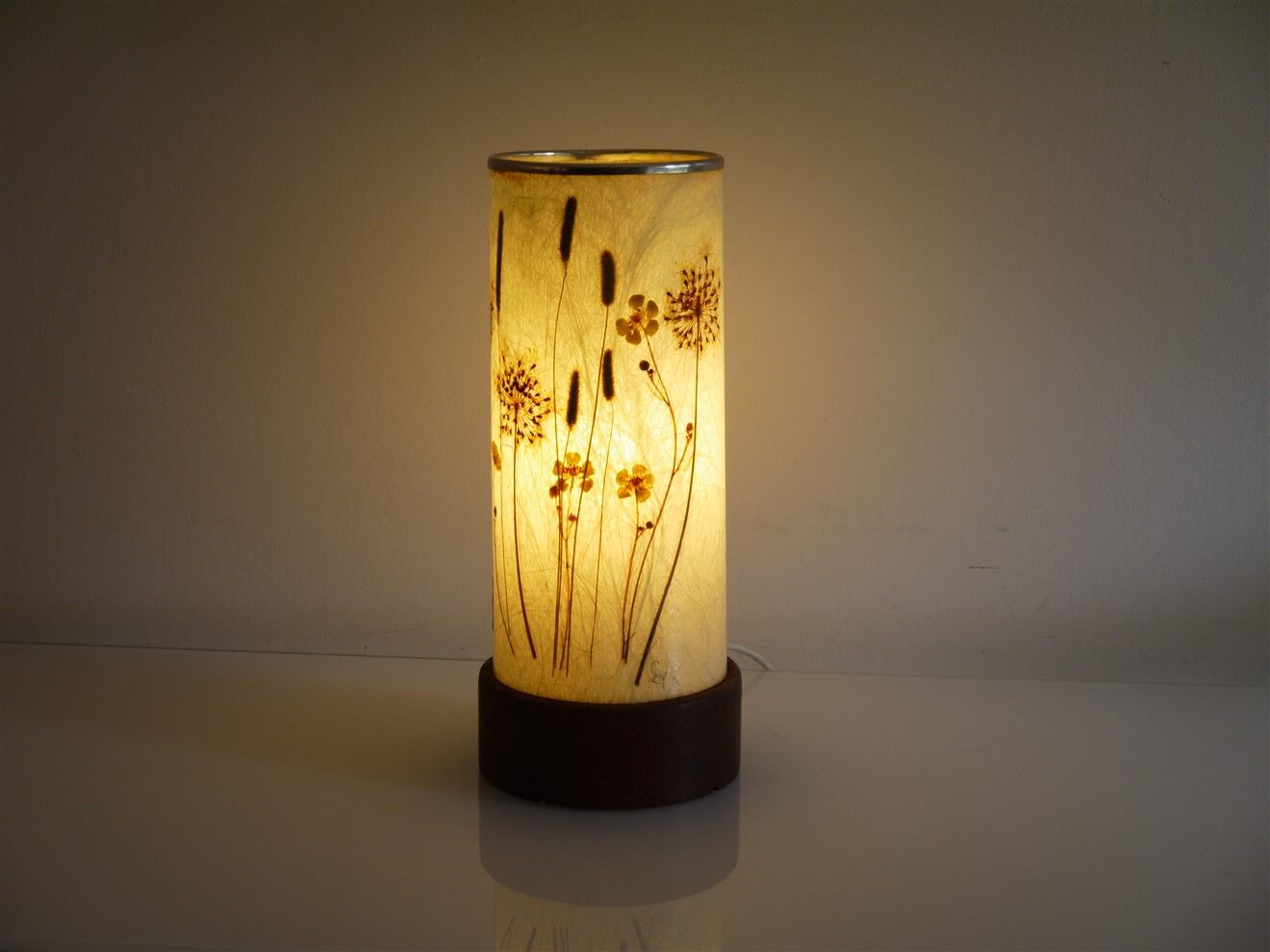 Scandinavian teak and fiberglass lamp 1970