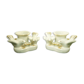 Set of 2 candlesticks in white porcelain - gold